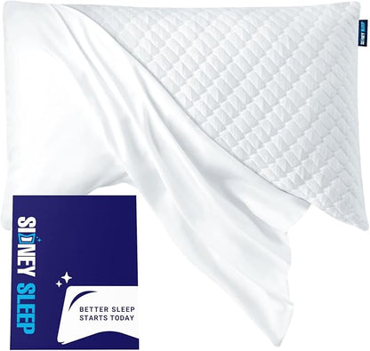 Sidney Sleep Curved Pillow Covers - Full Length Zipper Closure - Premium Soft Brushed Microfiber - 20 x 30 Inches - Fits Curved Side Sleeping Pillows (Queen, White)