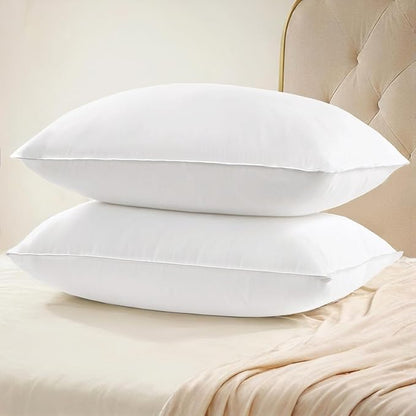 UNIKOME Ultra Soft King Size Pillows Set of 2 - Hotel Collection Luxury 100% Cotton Cover Down Alternative Bed Pillow, Fluffy Pillows for Back, Stomach or Side Sleepers