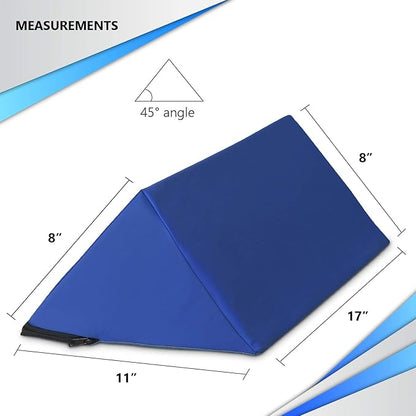 NYOrtho Positioning Wedge 45° – Bed Wedge Pillow for Pressure Relief & Alignment – Side Sleeping Support for Elderly, Coccyx, Hip & Spine Stability, Wipeable Non-Slip Cover – 17x8x8 in