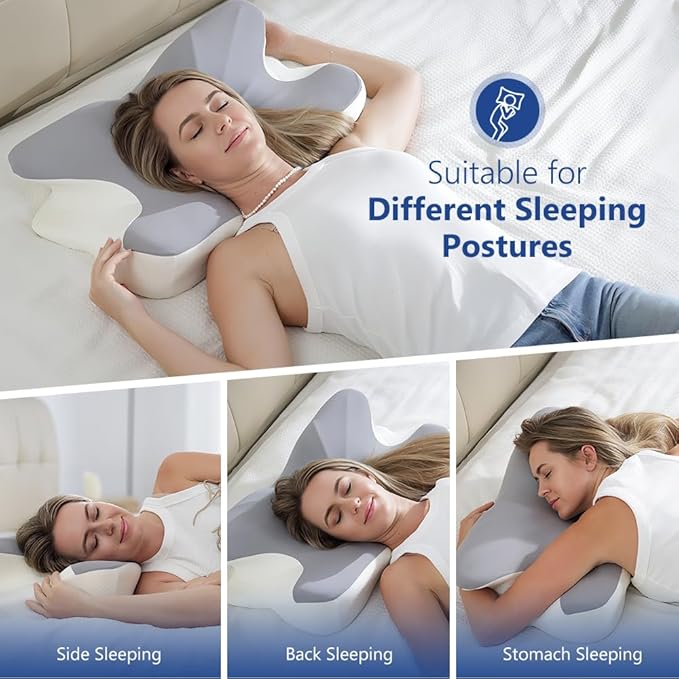Cervical Neck Pillow for Neck Pain Relief and Sleeping, Memory Foam Pillow with Breathable Pillowcase, Ergonomic Contour Neck Support Pillow for Side, Back, Stomach Sleepers