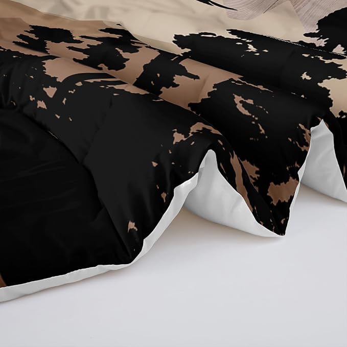 Cute Deer Comforter Set for Kids Boys Girls Child, Deer Tree Print Comforter Set Twin Size, 3 Pieces Lightweight Vintage Brown Elk Comforter with 2 Pillow Shams for All Seasons
