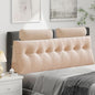 Velvet Triangular Headboard Wedge Pillow With Roll Pillow,Removable Cover Headboard Pillow Daybed Bunk Bed,Backrest Positioning Support Pillow Resting Reading Relaxing (Beige, King(76 * 20 * 8in))