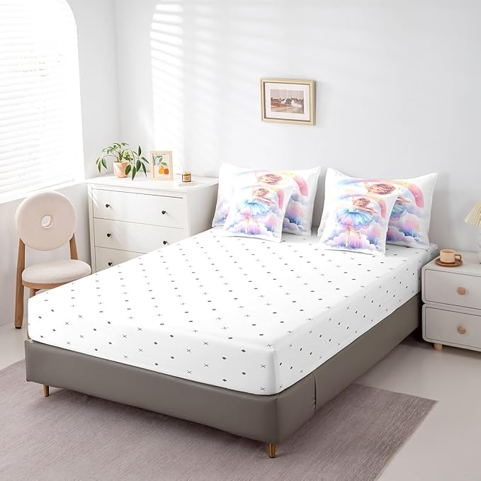 Feelyou Ballet Girls 7Piece Bedding Set King Size Cute Ballet Girls Comforter Set with Sheets for Kids Teens Toddler Dancing Girl Bed in a Bag Rainbow Bed Set