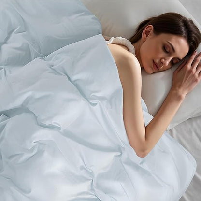 NEXHOME PRO Duvet Cover Set King Size Linen Look Textured Organic Natural 100% Washed Cotton Duvet Cover 3 Pieces Bedding Set with Zipper Closure, Breathable, Soft, Light Baby Blue (No Comforter)
