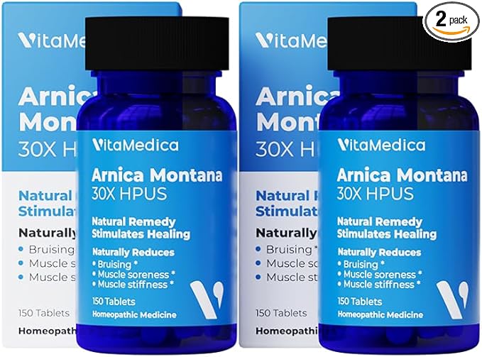 VitaMedica Arnica Montana 30X Homeopathic Tablets for Bruising Pain and Swelling | Plant Based Formula | Recommended by Plastic Surgeons | Natural Recovery Surgery Or Injury | 2 Pack | 100 Servings
