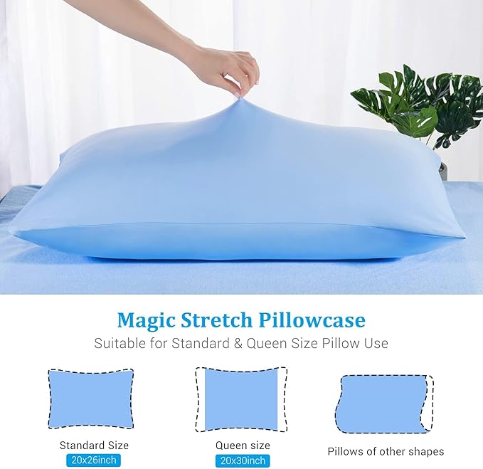 Avolare Cooling Pillow Cases, 2 Pack Arc-Chill Q-max>0.5 Cool King Size Summer Pillow Cover for Hair Skin, Soft Silky 20" x 36" Stain Pillowcase Protector with Zipper - Blue