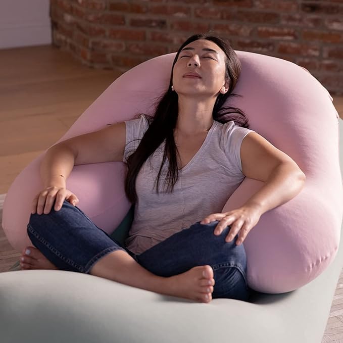 Yogibo Support Reading Pillow Unique U-Shaped Backrest with Arms, Cotton, Provides A Lift for Watching TV, Gaming, Working, Filled with Soft Micro-Beads, ,Purple