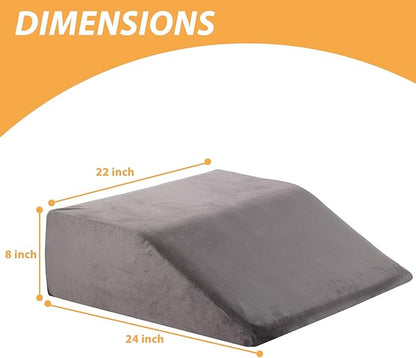 Bedluxe Leg Elevation Pillows, Leg Pillows for Sleeping, Cooling Gel Memory Foam Top, Wedge Pillow for Legs, Leg Wedges for Circulation, Swelling, After Surgery - Removable Cover (8 Inch, Dark Grey)