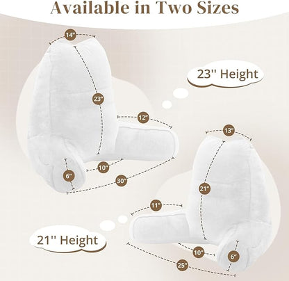 Sasttie Reading Pillow, Pillows for Reading or Relaxing – Ergonomic Support for Head, Neck, Back, and Lumbar, 21-Inch, White