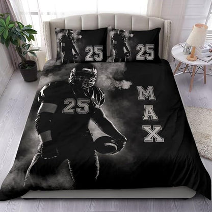 Personalized American Football Bedding Set, Kids 3 Piece Duvet Cover Set with Pillow Shams for Teens Boys, NO Comforter, Twin Size for Rugby Lovers (Football 10)