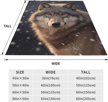 Wolf Blanket Gifts for Women Men Girls Boys Snow Wolves Flannel Throw Blankets for Home Decor Couch Bed Sofa Soft Fuzzy Lightweight for All Season 80x60 Inches