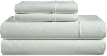 LANE LINEN 100% Egyptian Mercerized Cotton Sheets Full Size Bed, Eco Friendly No Pill Fade Resistant 15 Iinch Deep Pocket Full Bed Sheets Elegant Jaquard Swiss Dot - Mineral