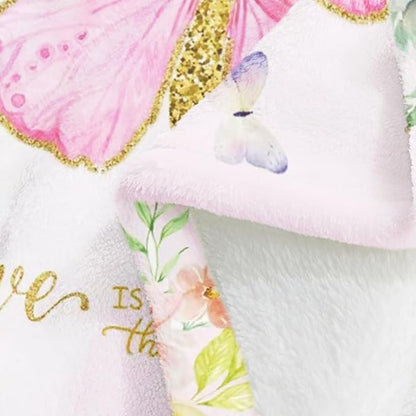 Butterfly Throw Blanket for Girls Teens Women Toddler Watercolor Blanket Soft Fuzzy Flannel Bed Blanket Plush Butterfly Birthday Gifts for Women Girls Mom Kids Teens Adults,60”x80”