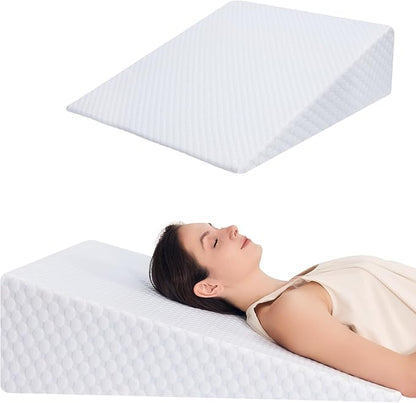 Wedge Pillow 10in Bed Wedge Pillow for Sleeping, Snoring, Back Support, After Surgery, Triangle Pillow, with Washable Cover, White
