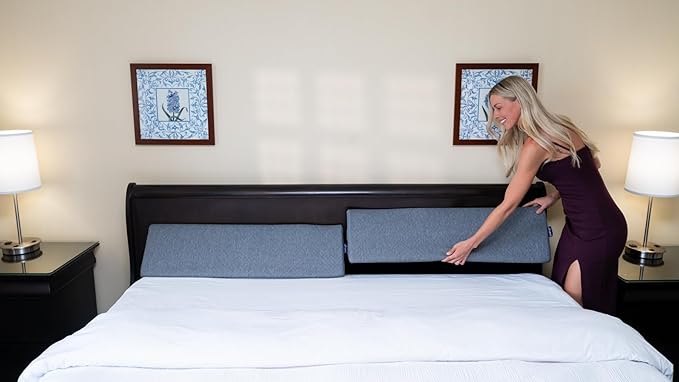 Bed Wedge Pillow Set for Headboard Gap Up to 7", Triangle Gap Filler for Bed, Mattress Wedge Gap Filler, Headboard Space Filler, Corner Pillow, Grey Half Cal-King 36" (2-pk)