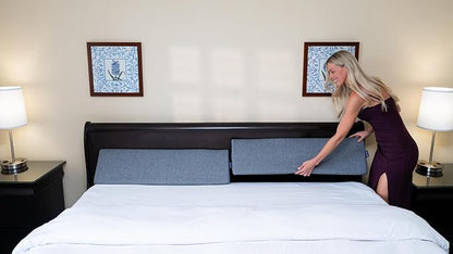 Bed Wedge Pillow Set for Headboard Gap Up to 7", Triangle Gap Filler for Bed, Mattress Wedge Gap Filler, Headboard Space Filler, Corner Pillow, Grey Half Cal-King 36" (2-pk)