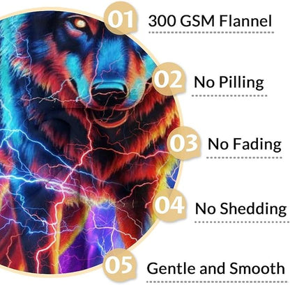 Boys Blanket Gifts Wolf Throw Blanket for Kids, Teens - 50" x 60" Warm Lightweight Animals Flannel Throws Stuff for Couch, Sofa & Bed