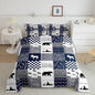 Feelyou Deer Moose Print Comforter Set for Girls Women Teens Adult, Kids Boys Bear Hunting Theme Bedding Set, 3D Wild Animal Comforter Soft Quilt Set,Blue with 2 Pillowcases 3Pcs Bedding Full