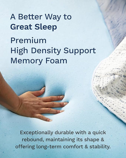 ViscoSoft 2 Inch Memory Foam Mattress Topper Twin XL - Select High Density Ventilated Extra Long Mattress Pad - Premium Removable Rayon Cover