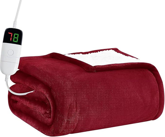BOMOVA Heated Electric Blanket Full Size - 72" x 84" Heating Blanket with 10 Heating Levels & 8 Hours Auto Off, Warm Flannel Blanket, Christmas Birthday Gifts for Women