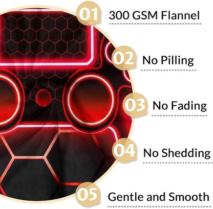 Gamer Blanket Gifts - Gaming Blankets for Adults, Boys - 60" x 80" Comfy Plush Throw Decor for Sofa, Travel