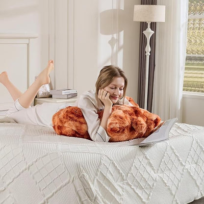 Reading Pillows for Boyfriend Adult,Velvet Back Pillow Bed Wedge Large, Back Rest Support Cushion for Sitting Up in Bed/Couch for Bedrest 18inch-Tie-dye Burnt Orange