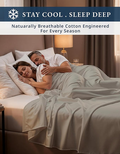 LANE LINEN 100% Egyptian Cotton Full Bed Sheets, Sustainably Produced Luxury Hotel Like Thick Full Size Sheets Set, Naturally Temperature Regulating Machine Washable Cotton Sheets - Silver