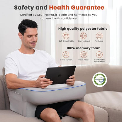 Reading Pillow,Lap Desk Pillow for Laptop,Memory Foam Reading Pillows for Gaming, Arm Rest Pillow for Reading, Working, Crocheting, Playing Game or Sitting in Bed,Sofa
