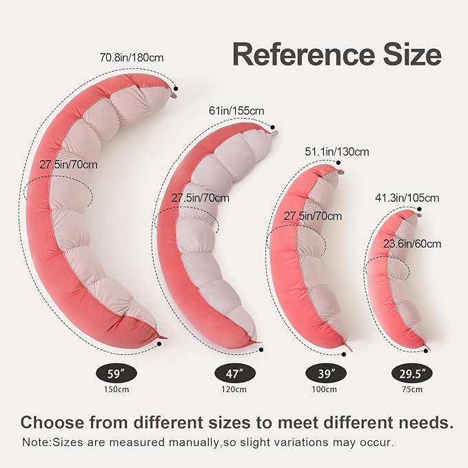 Peallow(Pat. Pend) – Long Round Body Pillow for Adults, Bolster Pillow for Sleeping, Soft and Supportive Pillow for Sleeping & Lumbar Support(Coral Peach,59")