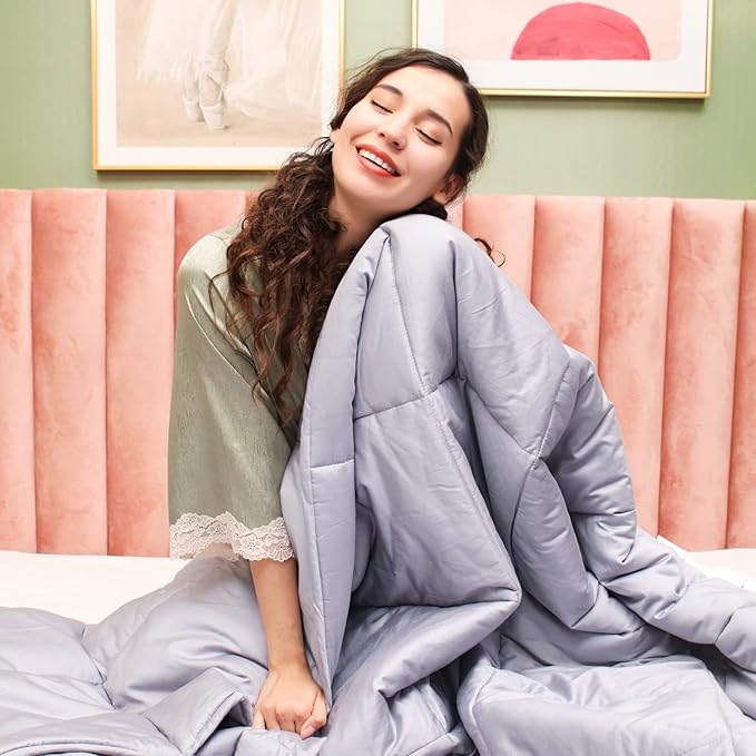 YOUR MOON Luxurious All Season Wool Comforter Twin Size, 100% Natural Australian Wool Filling, Hypoallergenic Comforter Duvet Insert, Noiseless Cotton Shell, Medium Weight (Silver Gray)