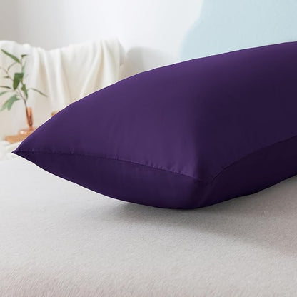 Ubauba Memory Foam Body Pillow with Cover, Full Large Body Pillows Insert for Adults with Envelope Closure Pillowcase, Firm & Fluffy Long Bed Pillows for Sleeping (20x54 inch, Purple)