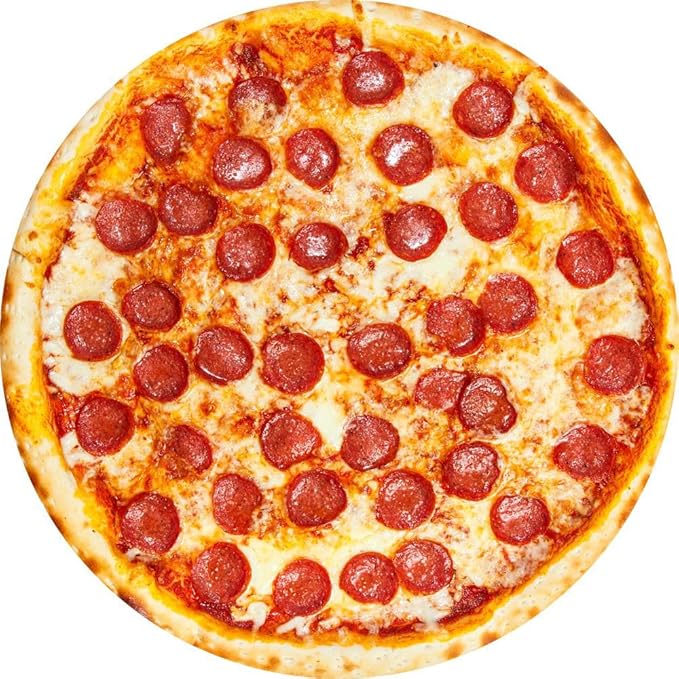 HDFK Pizza Blanket Adult Size Double Sided Red Pepperoni Realistic Food Fleece Kids Size Cheese Fluffy Throw Blankets Flannel Funny Novelty Present 71 inches Round Lightweight White Elephant Christmas