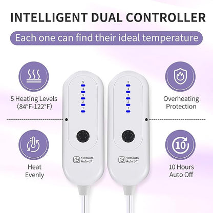 ESTINGO Electric Heating Blanket King Size, Heated Electric Blanket with 5 Heating Levels & 10 Hours Auto Off, Machine Washable Plush Heated Blanket 100" x 90", Lavender Violet