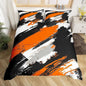 Castle Fairy Hipple Graffiti Bedding Set Twin,Abstract Street Art Duvet Cover with 1 Pillow Sham Comforter Cover for Kids Boys,Black White Orange Quilt Cover Set Decorative 2 Pcs