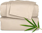 Pure Bamboo Split King Sheets, Genuine 100% Organic Viscose Derived from Bamboo Bed Sheet Set, Soft & Cooling, Double Stitching, 2 Fitted Sheets (Split King, Almond)