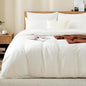 NEXHOME PRO Queen Duvet Cover Set – 100% Certified Organic Cotton with Washed Feel & Linen-Like Texture, Comfortable & Breathable, Home Bedding Set Bright White (No Comforter) 9090