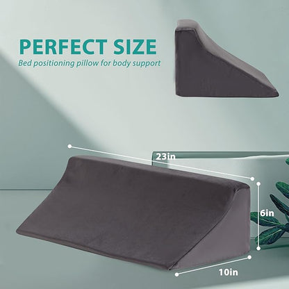 Bedluxe Wedge Pillow for Side Sleeping, Comfort Foam Back Pillow for Side Sleeper, Bed Wedges & Body Positioners for After Surgery, Pregnancy Support, Back Pain, Preventing Bedsores, Short Plush