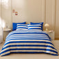 Wellboo Blue White Striped Comforter Sets King Navy Blue Striped Bedding Comforters Cotton Men Boys Modern Boho Black Geometric Quilts Blue and White Ticking Stripe Quilts Preppy Vertical Lines Bed