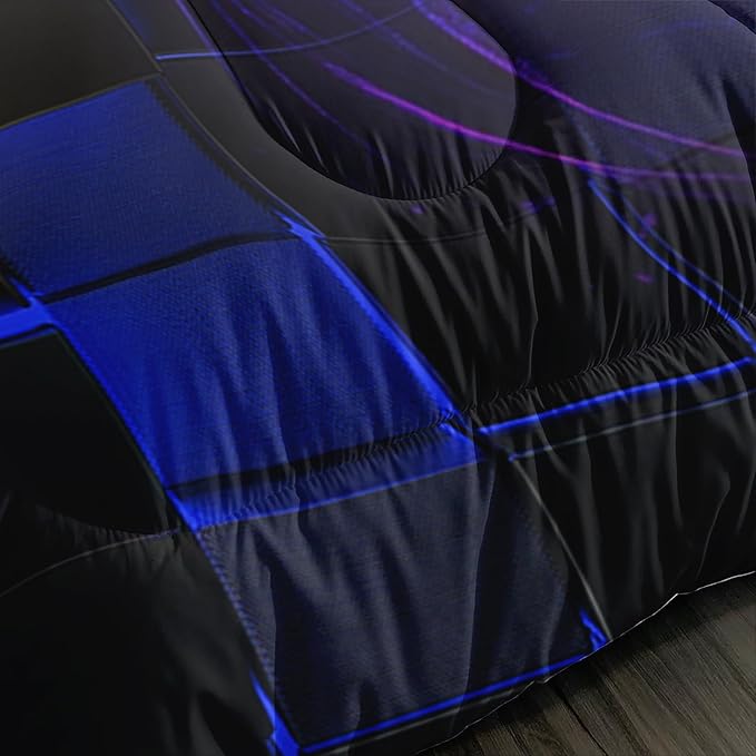 3 Pieces Bed in a Bag for Boys Bedding Sets Full Size,Game Controller Comforter Sets for Boys Kids,Gaming Comforter Set for Teens Room Decor,Honeycomb Geometric Bedding with 2 Pillowcases.