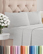 Twin XL 4 Piece Sheet Set - Comfy Breathable & Cooling - Soft Hotel Luxury Bedding Set with 8-16 Inch Deep Pockets - 1 Flat & 1 Fitted Sheet & 2 Pillowcases - Wrinkle Free & Easy Care - Grey Stripes 2