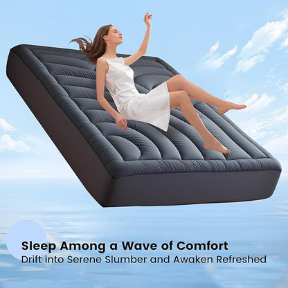 Waterproof Mattress Pad California King, Quilted Fitted Cal King Mattress Topper, Five-Layers Noiseless Mattress Protector Cover with 8"-21" Deep Pocket, Machine Washable, Grey, 72x84