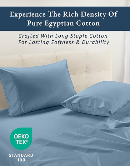 LANE LINEN Luxury Hotel Style 100% Egyptian Cotton Bed Sheets King Size, Mercerized Cotton, Sily Finish, No Pill Fade Resistant King Bedding Sheets & Pillowcases - Mountian Spring