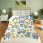 Garbage Truck Bedding Trash Truck Comforter Set Green Garbage Cool Design Bedding Sets All Season Gift for Kids Boys Girls Child, Cartoon Waste Management Vehicle Duvet Set Full with 2 Pillowcases