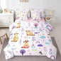 Erosebridal Floral Mongoose 7 Pieces Bedding Set Cartoon Zoo Animal Twin Comforter Set with Sheets for Boys Girls Kids Room Decor Cute Flower Bed in a Bag Rainbow Bed Set