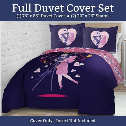 Jay Franco Duvet Cover Set – 3 Piece Comforter Cover and Sham Set, Super Soft Cozy Kids Bedding (Insert Not Included) Purple - Nightmare Before Christmas, Full