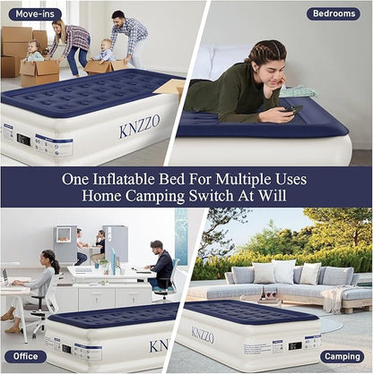 Air Mattress Twin with Built-in Pump, Blow Up Mattress with Soft Flocked Top, Leakproof Inflatable Mattress, Foldable Waterproof Air Bed for Home, Guests, Camping, with Storage Bag
