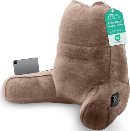Sasttie Reading Pillow, Pillows for Reading or Relaxing – Ergonomic Support for Head, Neck, Back, and Lumbar, 23-Inch, Khaki