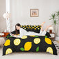 Lemon Bedding Set Queen,Tropical Fruit Leaves Duvet Cover Set 3pcs for Kids Teens Boys Girls Room Decor,Botanical Natural Comforter Cover Bright Yellow and Black Quilt Cover with 2 Pillowcases