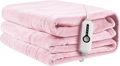 Electric Heated Blanket 72"x84" Full Size, Soft Coral Fleece with 4 Heating Levels and 10 Hours Auto-Off, Machine Washable, Cozy Plush Fabric for Home, Pale Pink