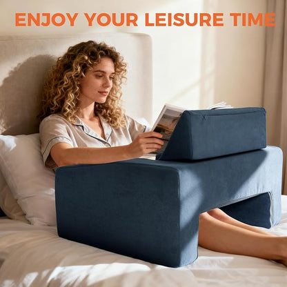 Reading Pillow for Gaming Lap Desk Pillow for Laptop with Pocket Foldable Memory Foam Bed Desk for Reading Working Crocheting Gaming Arm Rest on Bed/Sofa/Floor/Couch/Car (Dark Grey Foldable)